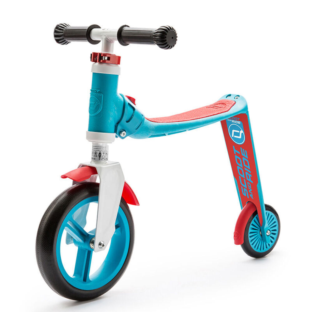 【全球购】奧地利Scoot&Ride二合一骑行幼儿滑板车进口宝宝平衡车蓝红色1岁以上