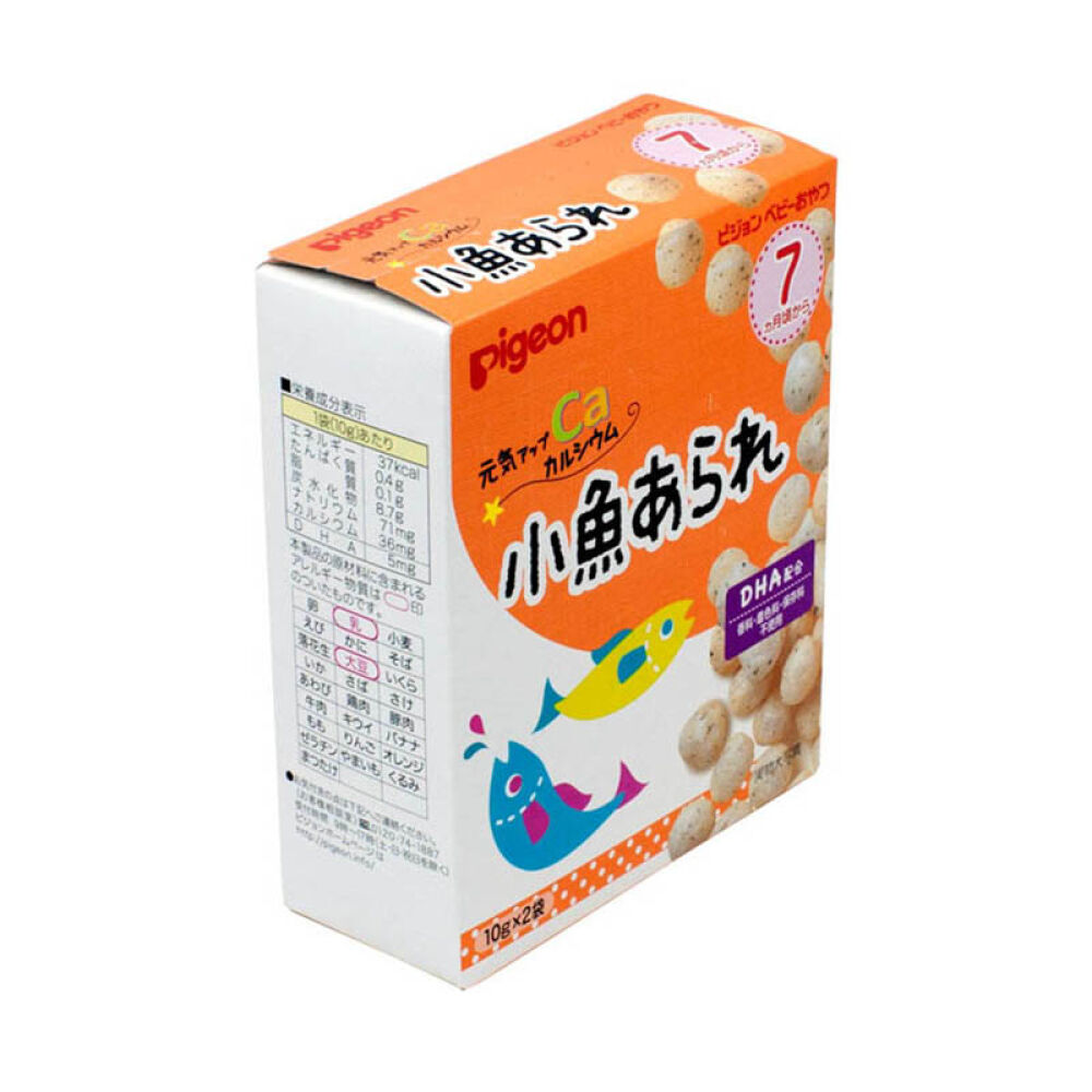 【全球购】日本原装pigeon贝亲7个月起婴幼儿鱼米波波饼10g*2包宝宝