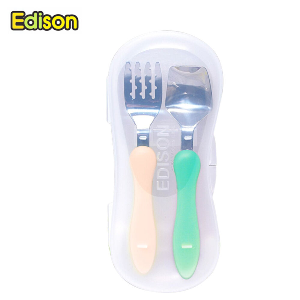 全球购日本进口KJCEdison爱迪生婴幼儿童学习训练套装餐具宝宝不锈钢叉勺学习筷子edison1.5岁叉+勺绿橙 全球购日本进口KJCEdison爱迪生婴幼儿童学习训练套装餐具宝宝不锈钢叉勺学习筷子edison1.5岁叉+勺绿橙