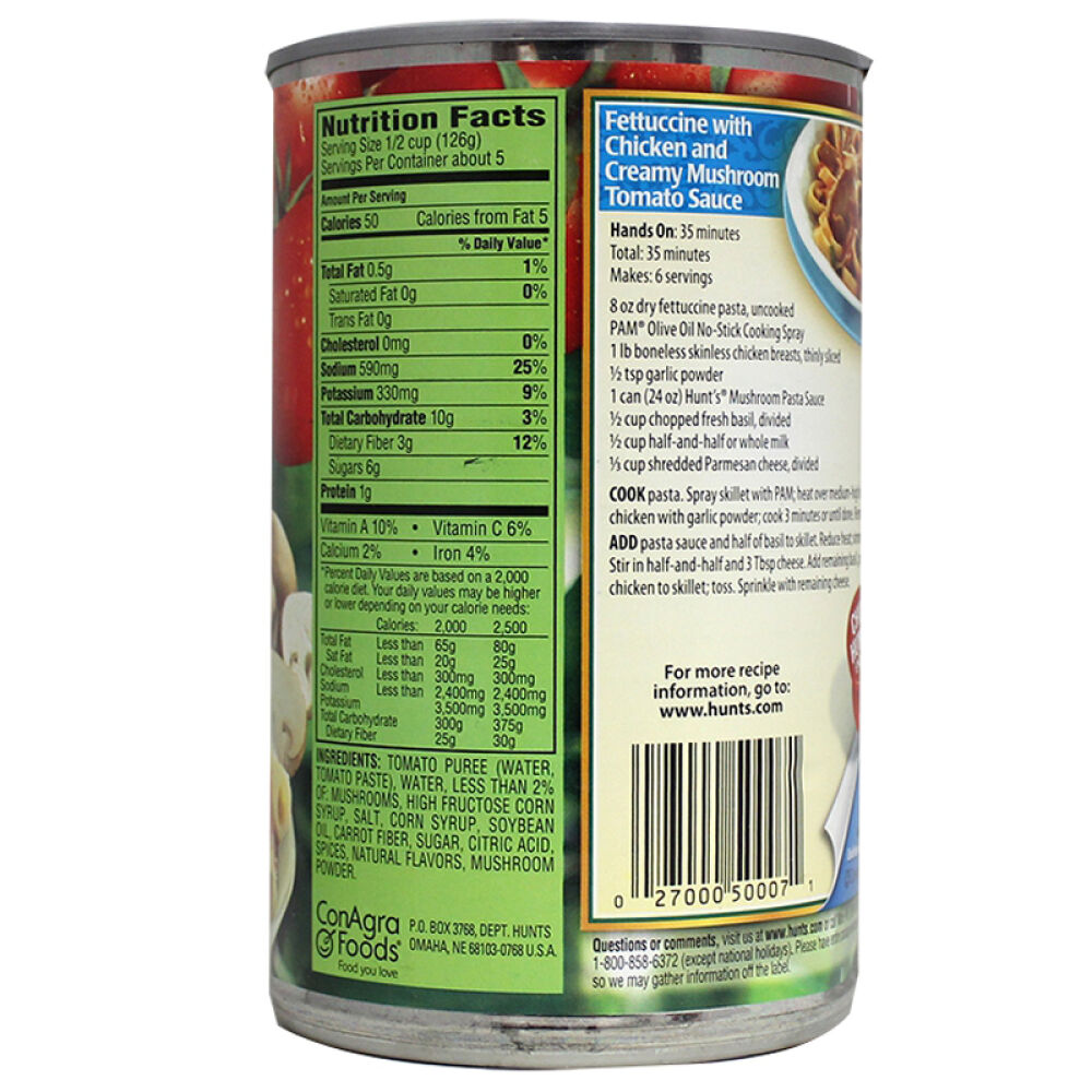 自营美国进口汉斯HUNT'S意面蘑菇酱680g