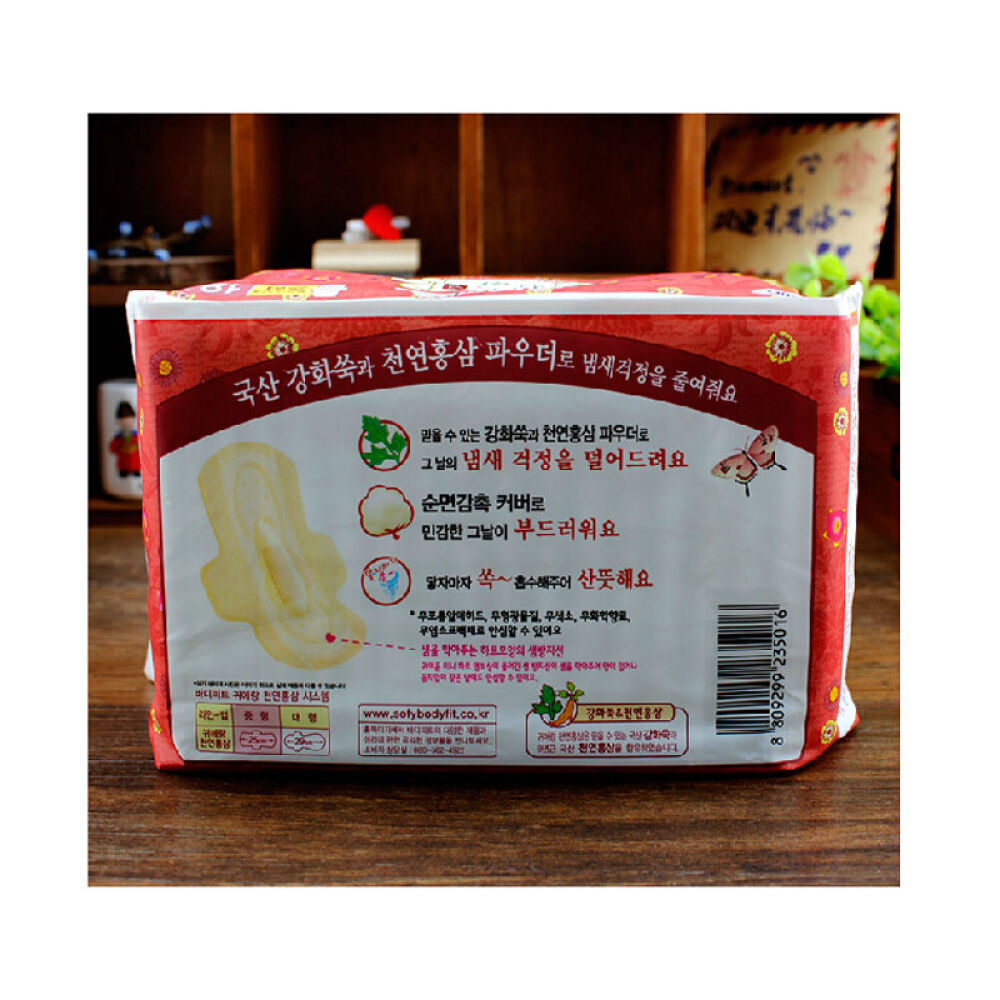 韩国LG贵爱娘卫生巾韩方卫生巾红参卫生巾日用25cm18片
