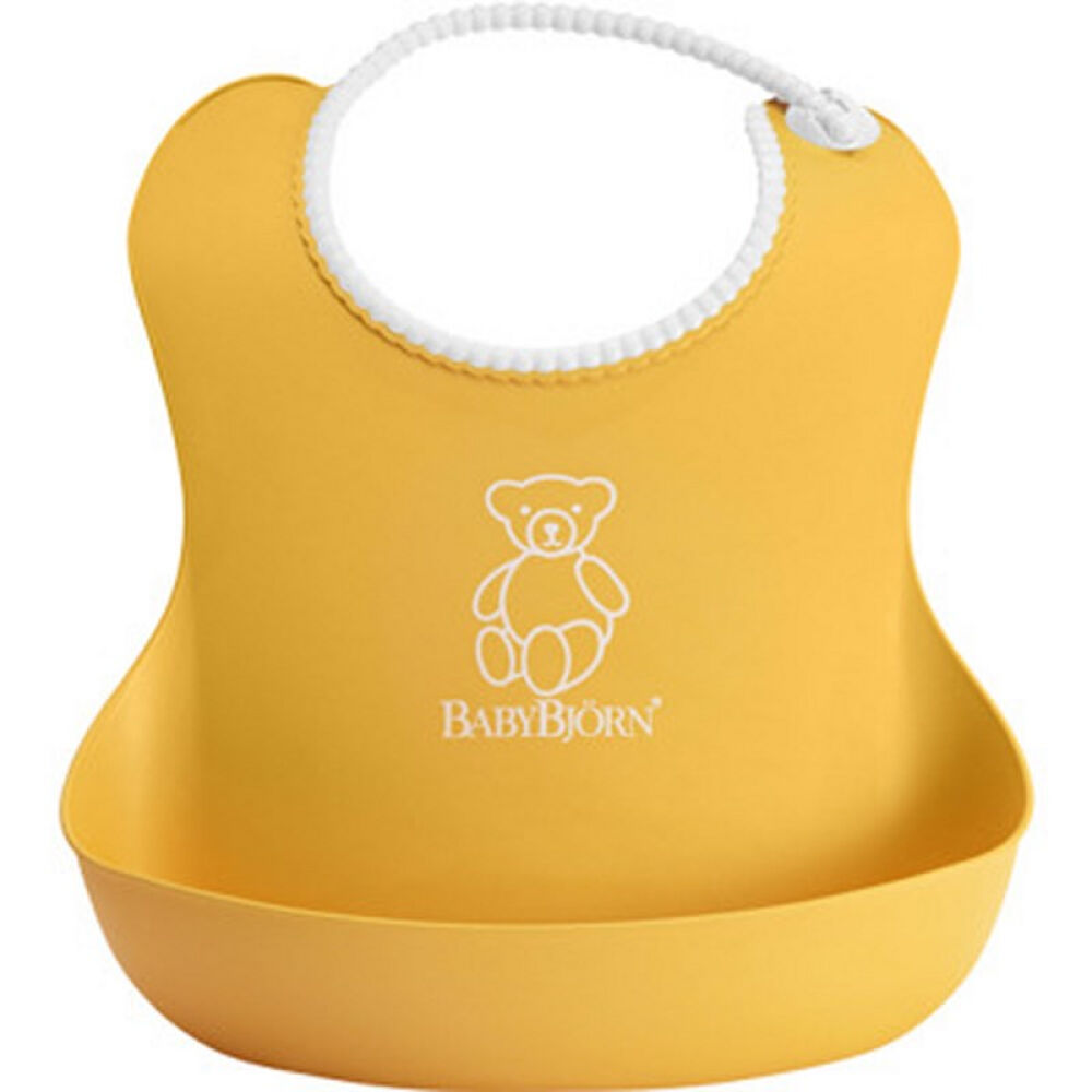 包邮【全球购】美国品牌瑞典制造BabyBjorn婴儿防水围兜围嘴软胶饭兜黄色拆单