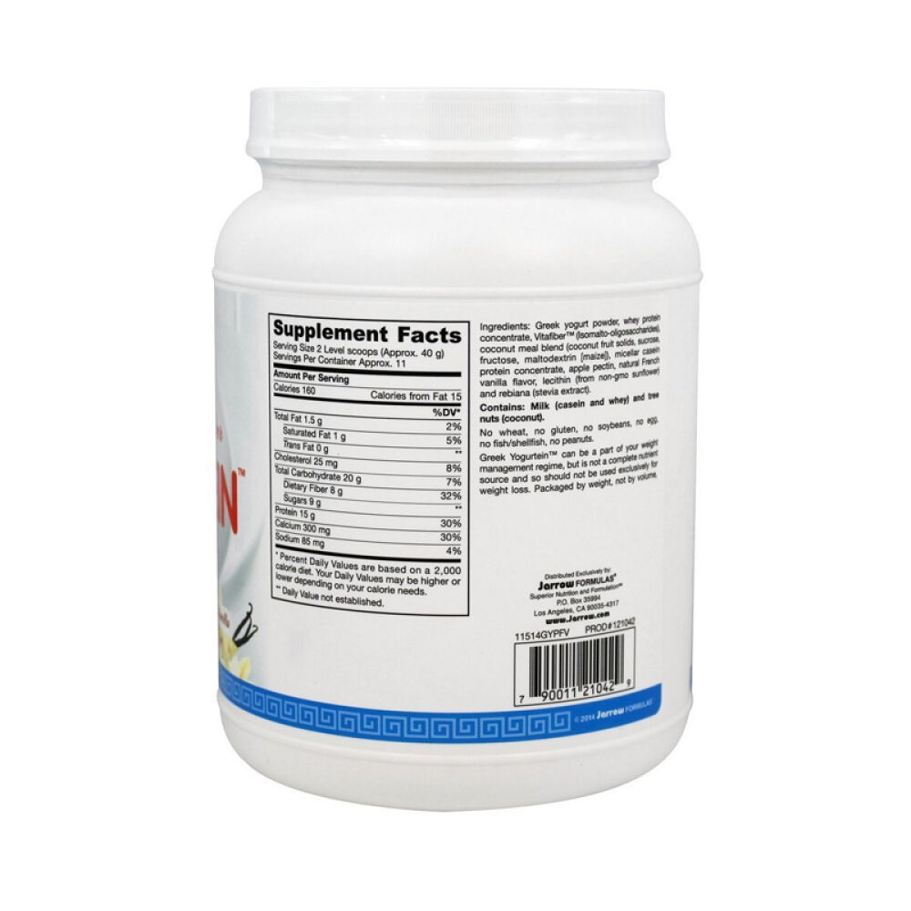 【美国正品直邮】JarrowFormulas富含纤维和蛋白质法国香草味希腊酸奶粉447克未定义15.80oz.