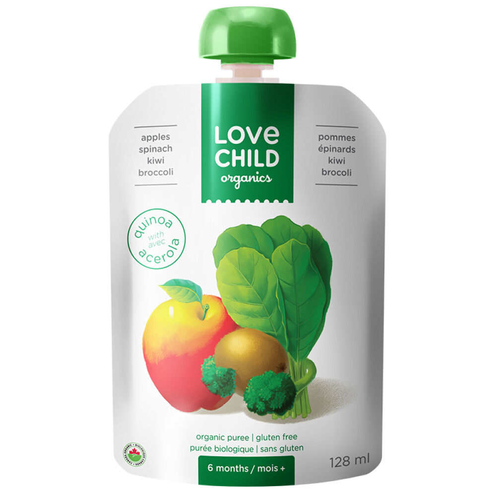加拿大LoveChild进口婴幼儿混合口味果泥宝宝辅食6m+苹果菠菜猕猴桃西兰花