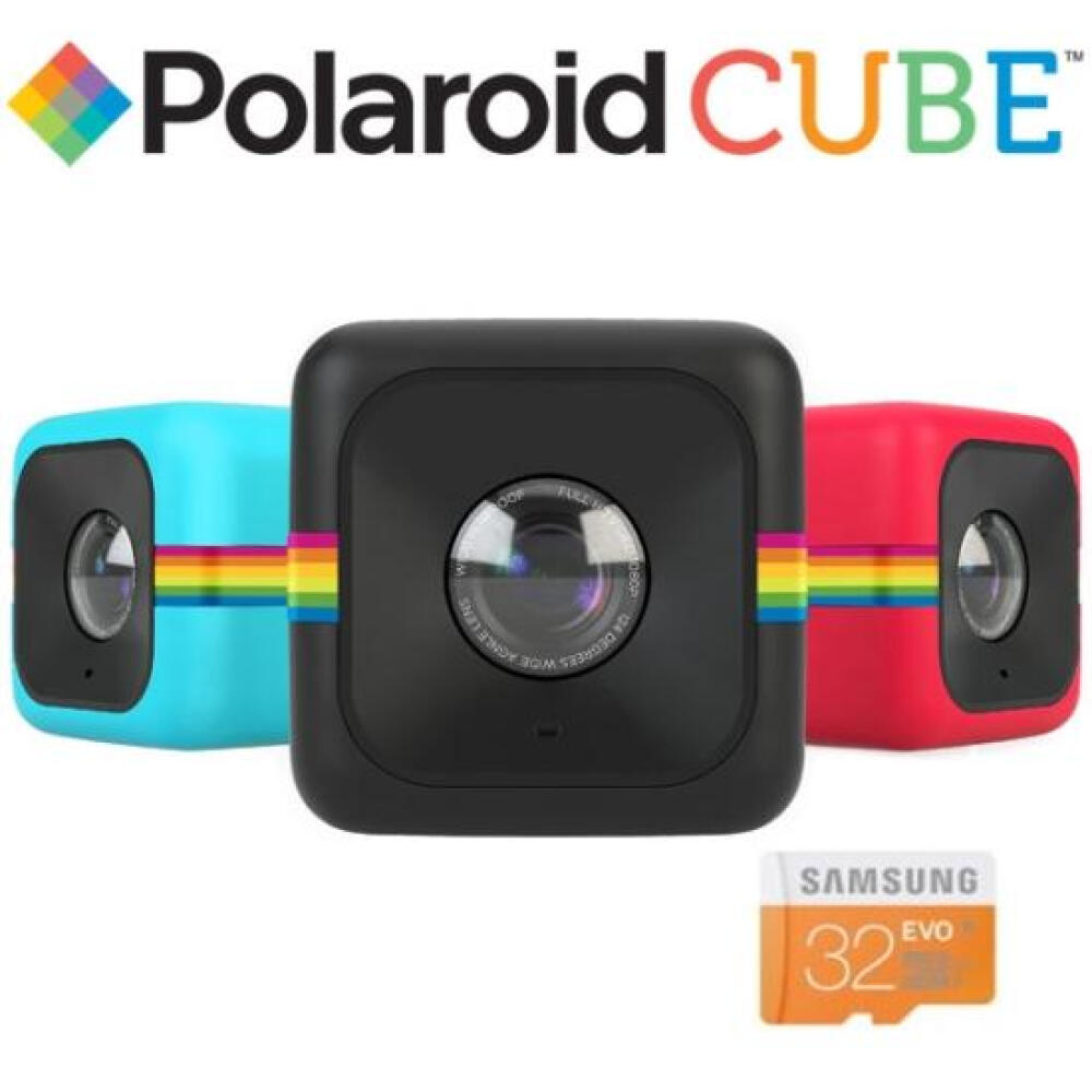 [乐天]Polaroid迷你摄像机正方体(Cube)三星微型SD32GB深蓝色