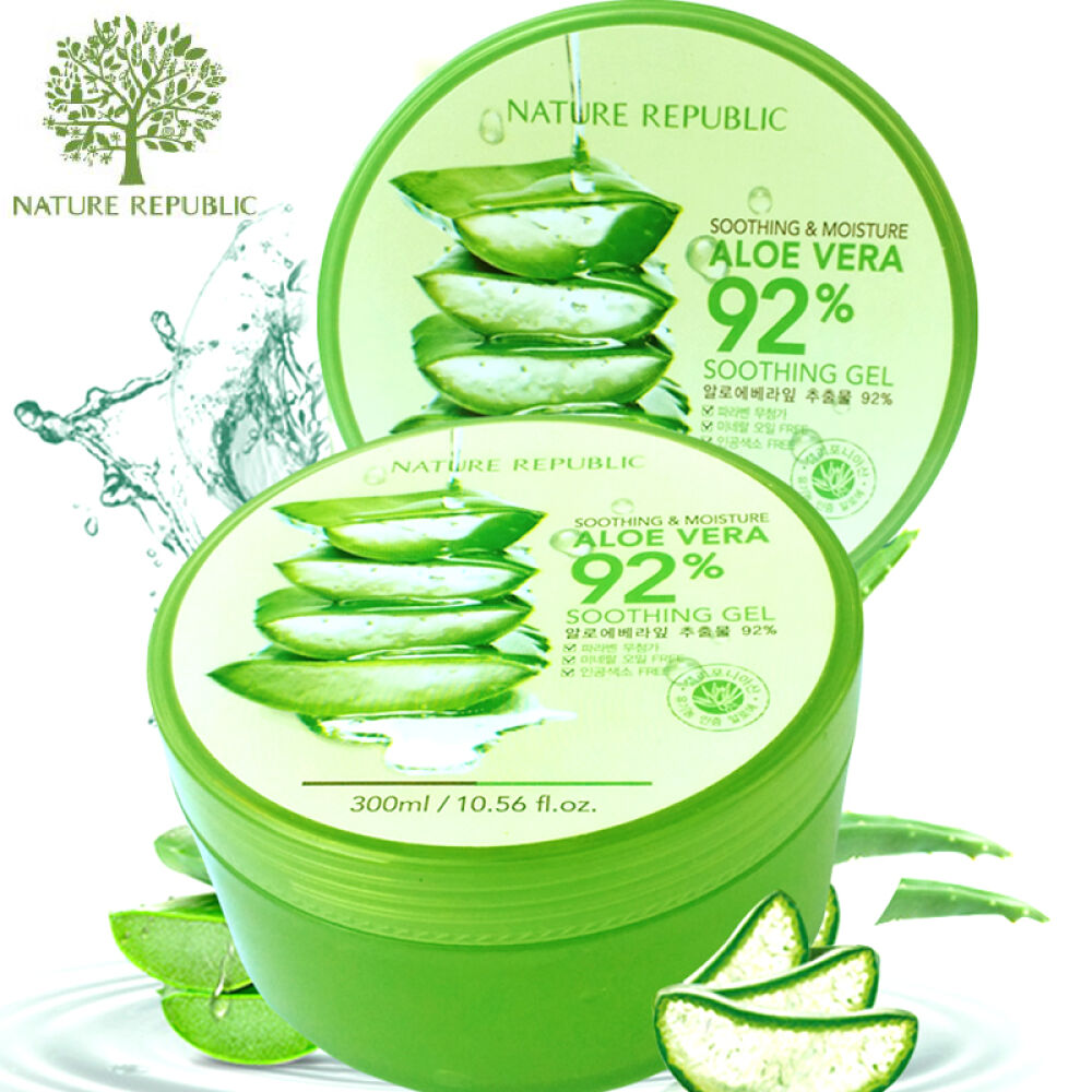 包邮韩国自然乐园补水面膜面霜晒后芦荟胶300ml三支