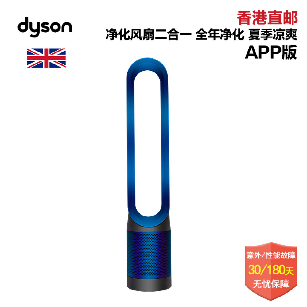 戴森（Dyson）TP02（AM11升级版）落地式无叶空气净化遥控风扇APP智能监测控制铁蓝色