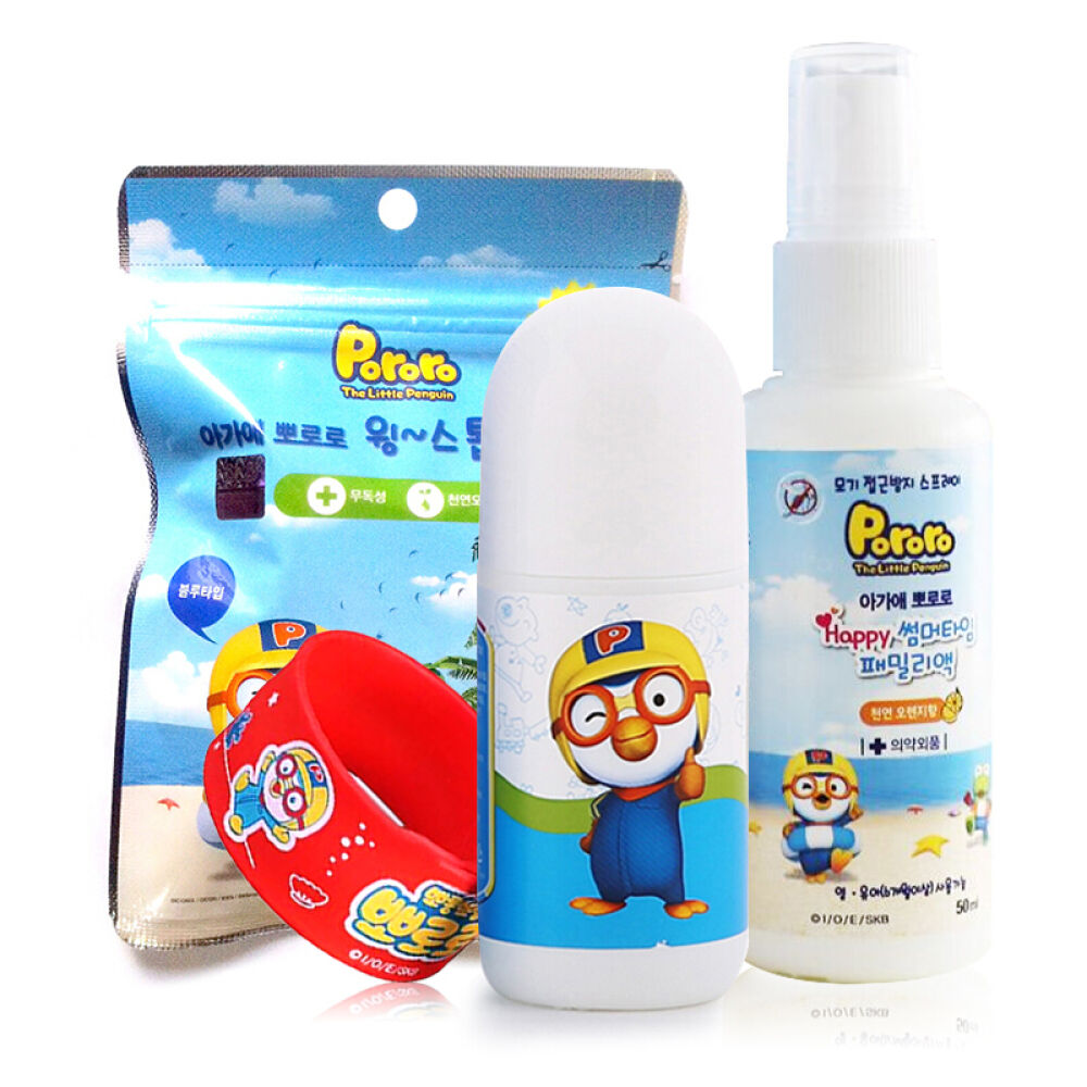韩国直邮pororo宝露露小企鹅儿童驱蚊手环滚珠喷雾防蚊系列驱蚊手环+滚珠+喷雾