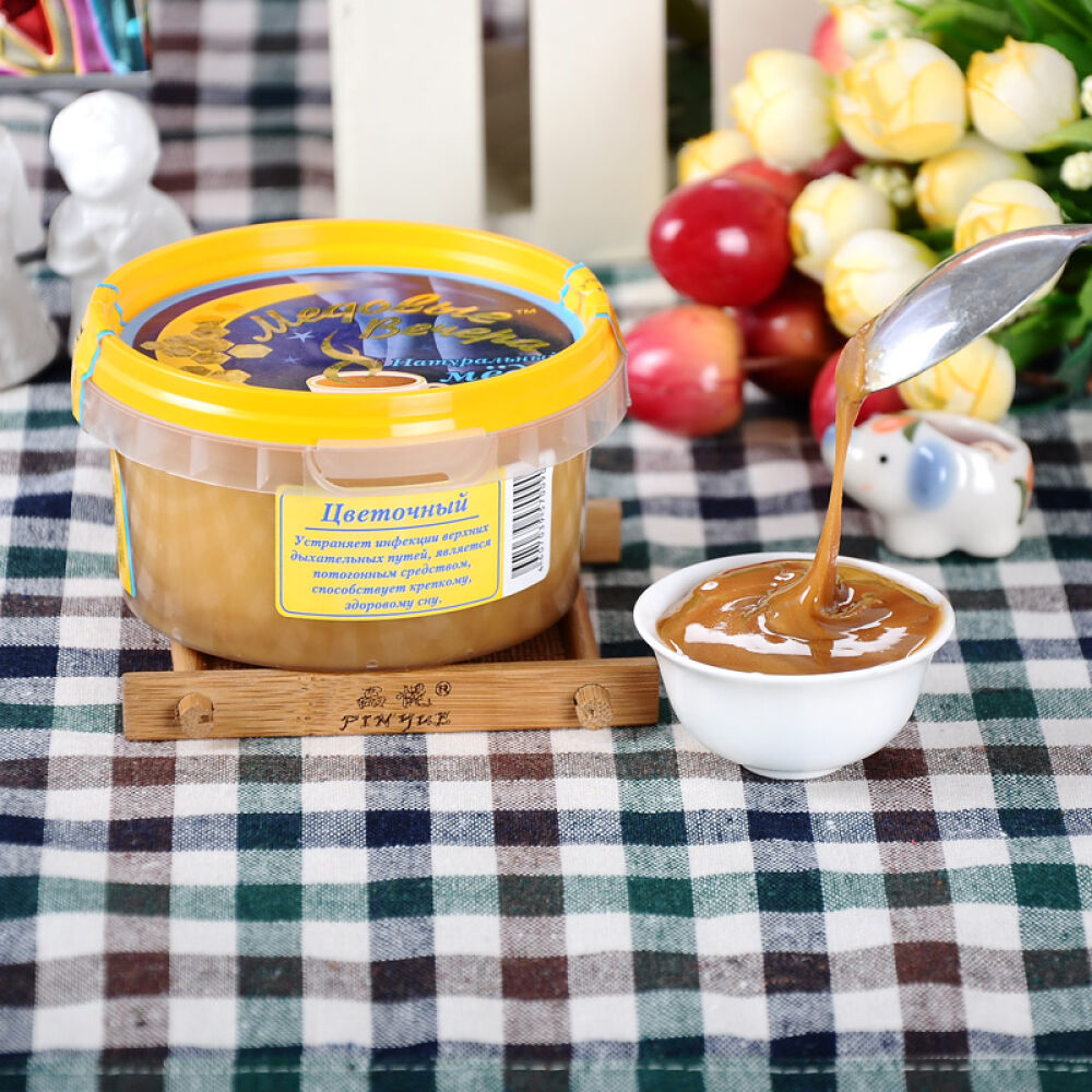 俄罗斯原装进口蜂蜜蜂蜜晚宴牌天然洋槐蜜等300g百花蜜(0090)