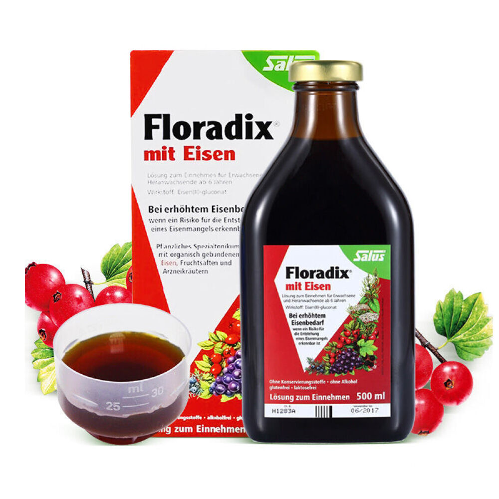 【全球购】德国进口铁元(floradix)孕妇补血补铁果蔬营养口服液500ml