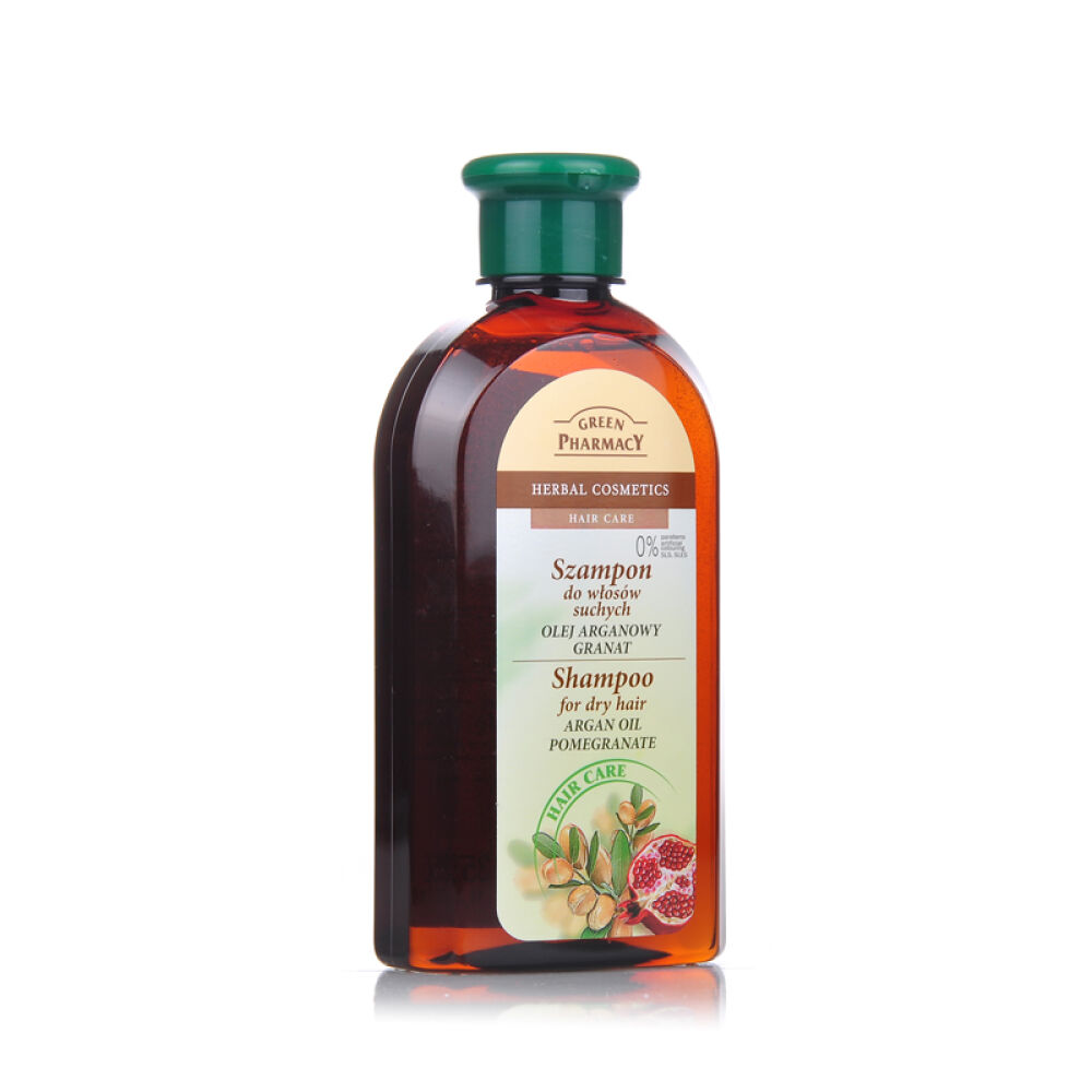 波兰原装进口GreenPharmacy强健修护洗发精洗发水洗发露350ml男士女士适用摩洛哥坚果油&红石榴强健洗发精