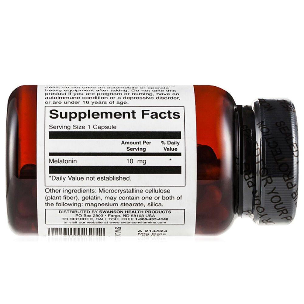 Swanson斯旺森褪黑素胶囊片三倍含量松果体改善睡眠脑白金美国原装10mg*60粒