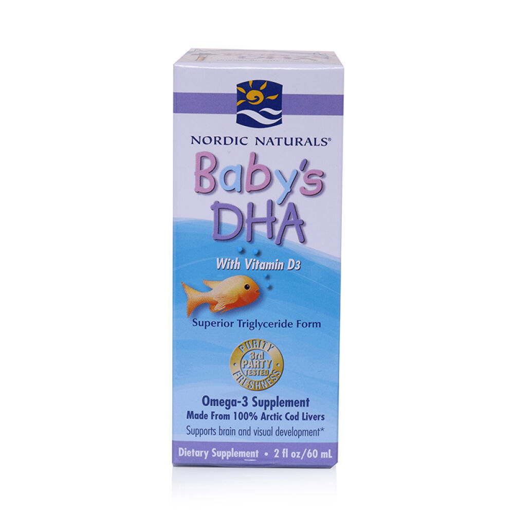 美国进口挪威小鱼NordicNaturals鱼油婴儿DHA婴儿油D3滴剂小鱼60ml