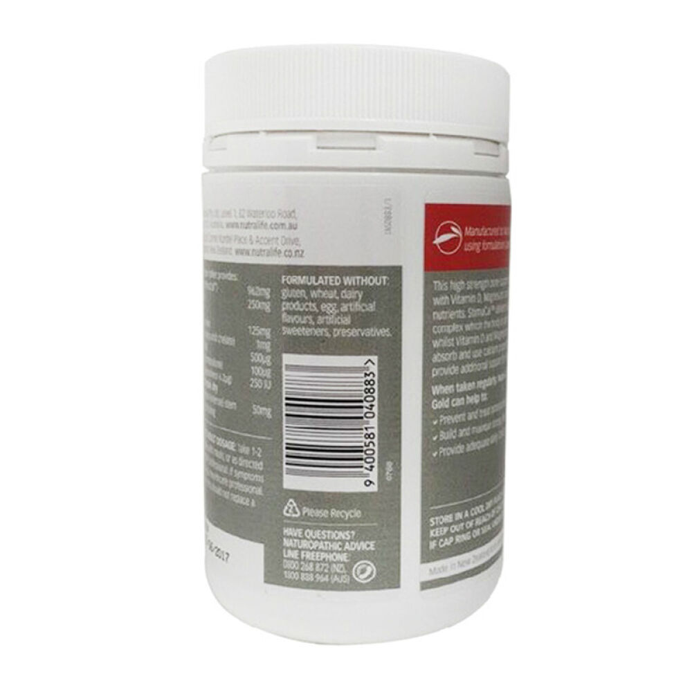 新西兰进口Nutralife纽乐预防骨质疏松高含量黄金超级钙片120粒〔ABM〕