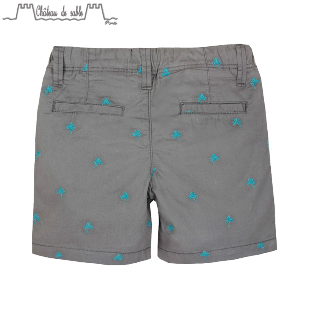ChateauDeSablePAUL童装男童刺绣短裤全棉马裤沙滩裤小中裤#080卡其色12Y