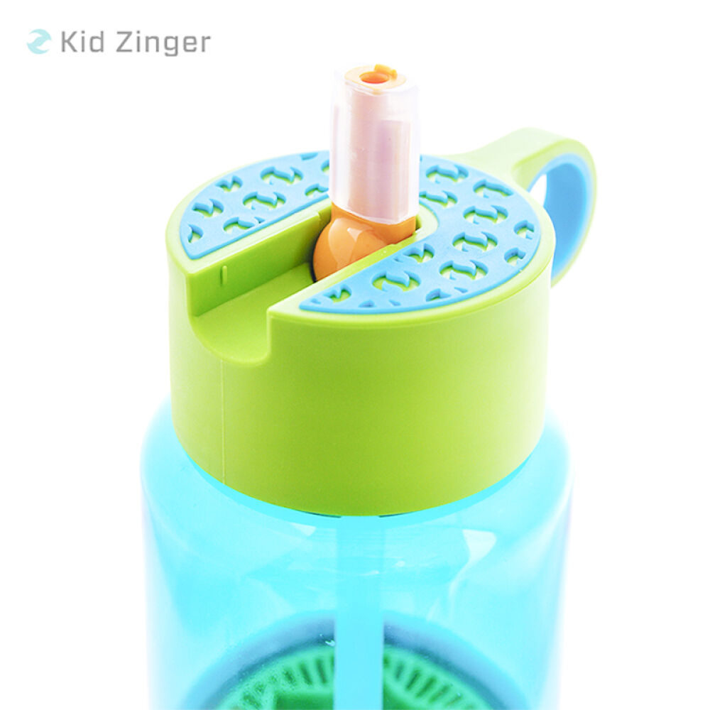 【全球购】柠檬杯Kidzinger活力瓶美国进口带吸管手动儿童水果榨汁杯473ml绿色