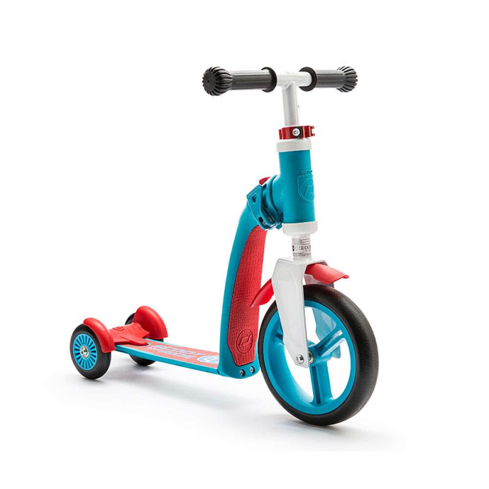 scootride骑滑一体车旋转儿童滑板车可升降折叠坐三轮1234岁蓝红色