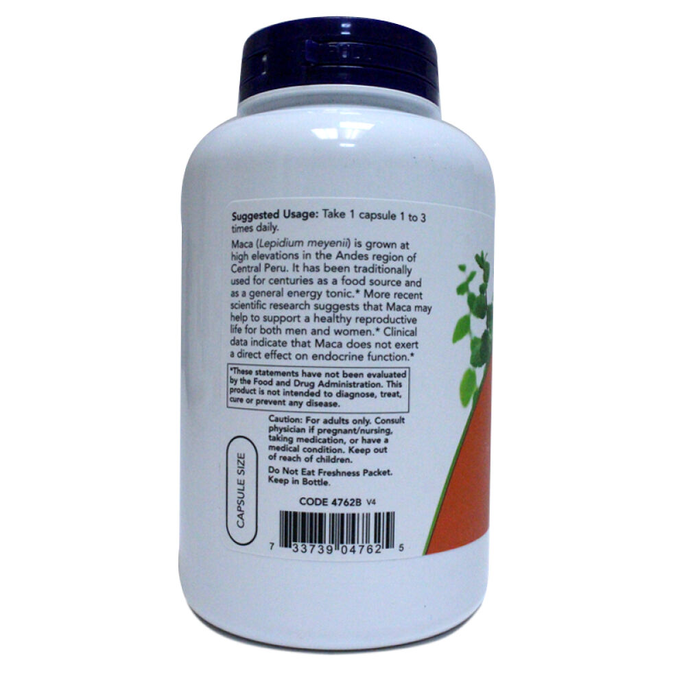 美国直邮nowfoods诺奥秘鲁玛卡胶囊500mg250粒男性玛咖保健maca补肾诺奥玛卡500mg100粒3瓶