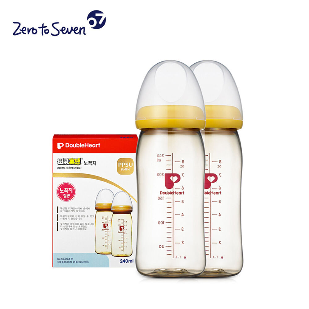 【0-7】doubleheart宽口径婴幼儿奶粉母乳实感宝宝ppsu奶瓶240ml*2240