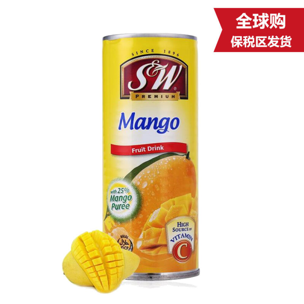 菲律宾原装进口s&w鲜榨果汁菠萝芒果汁饮料芒果汁240ml