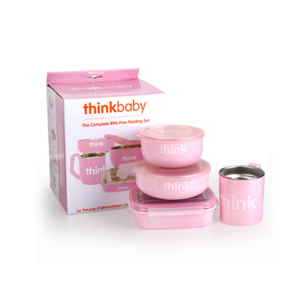【全球购】Thinkbaby辛可宝贝宝宝餐具套装儿童餐具套装粉红色