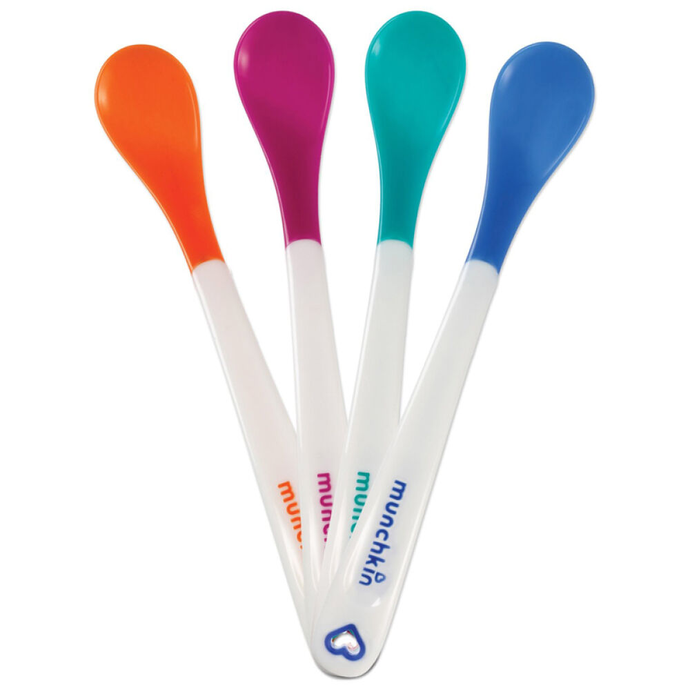 英国Munchkin麦肯齐婴儿安全温控变色勺/软头勺/感温勺整盒