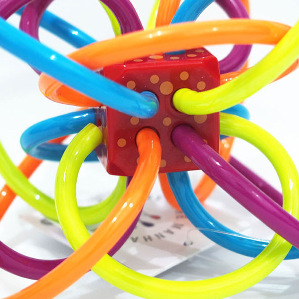 美国原装进口曼哈顿(ManhattanToy)磨牙球彩色磨牙牙胶咬胶手抓球不含BPA2个