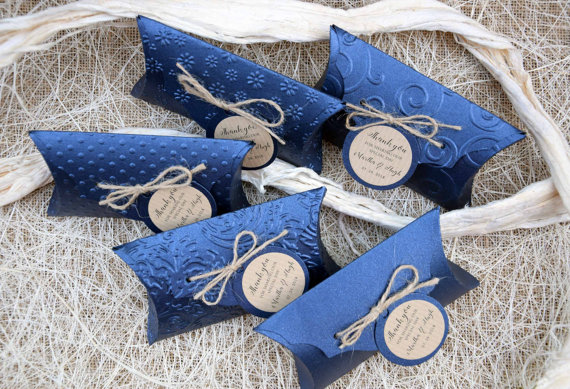 RusticPillowBoxes(5),FavorPillowBoxes,WeddingFavorboxes,RusticPartyfavorboxes,BlueWeddingPillowBoxes-PACKof5