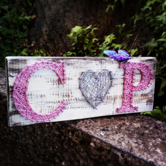 CustomInitialsStringArt,LoveStringArt,StringArtInitial,LastNameWoodenSign,Unique,CustomInitialWallArt,CustomWeddingGift