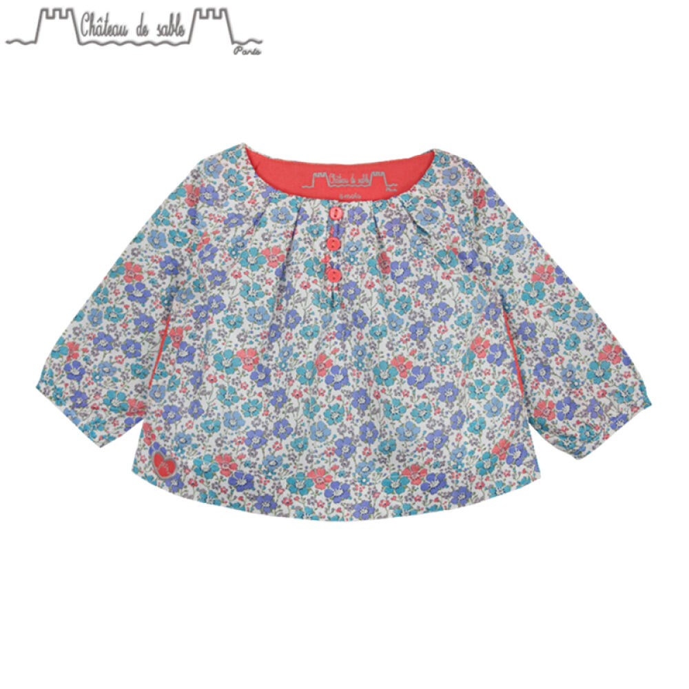 ChateauDeSableLOUISE女童花印罩衫娃娃衫春款上衣#020湖蓝色03M