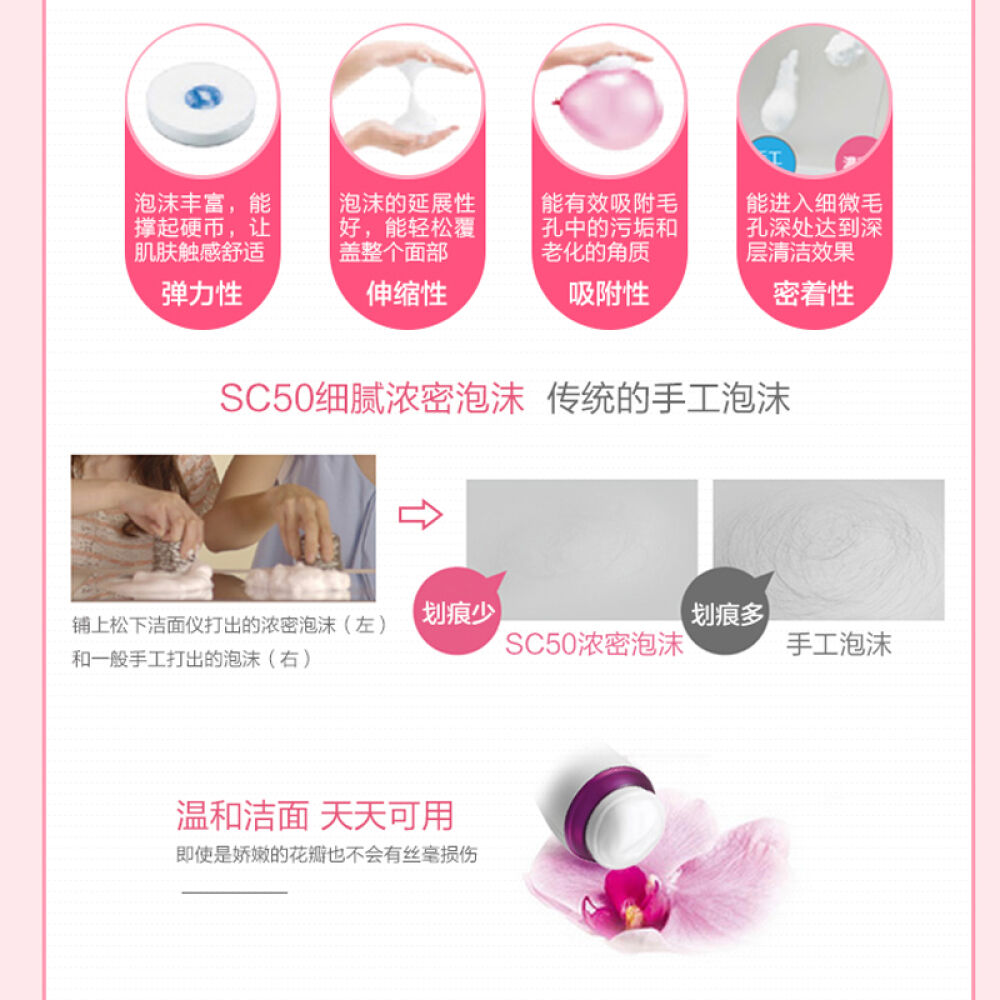 松下(panasonic)洁面仪EH-SC50离子美容仪毛孔深沉清洁去黑头温热卸妆3合1