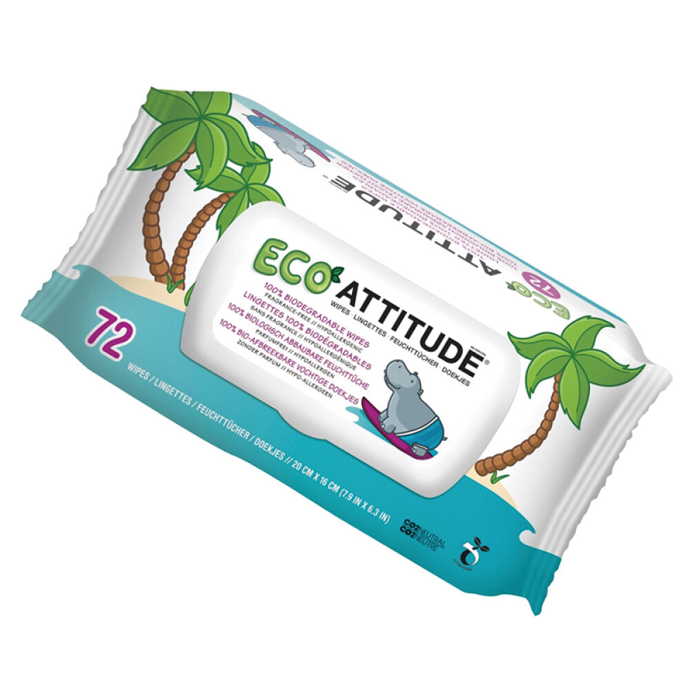 ATTITUDE加拿大进口新生婴儿湿巾宝宝手口专用湿纸巾无香型72抽