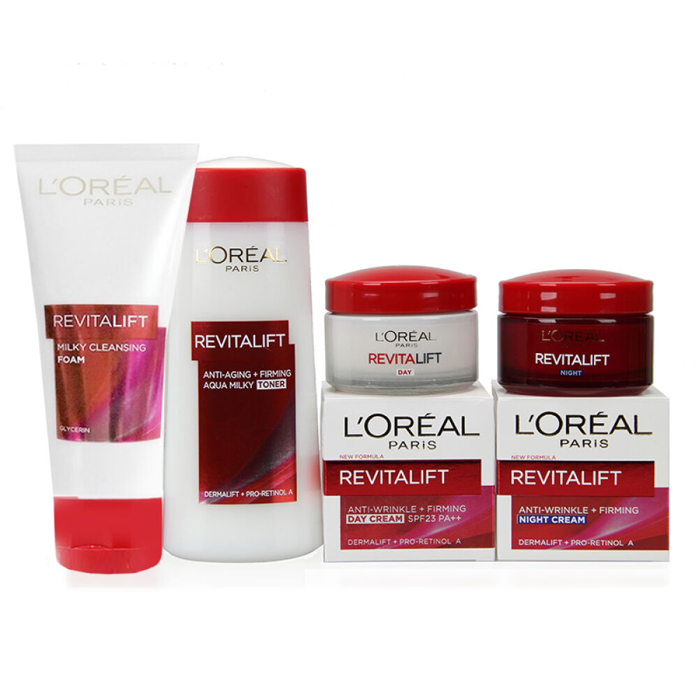 【源自法国】loreal欧莱雅女士复颜抗皱系列套装日霜50 晚霜50 爽肤水