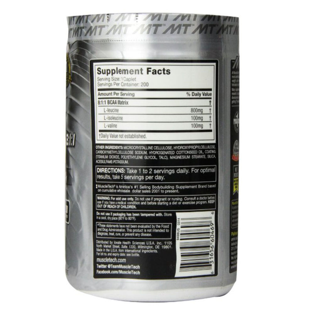 肌肉科技（MUSCLETECH）麦斯泰克增肌粉正氮乳清蛋白粉肌酸增重增肥健身进口支链氨基酸-200粒