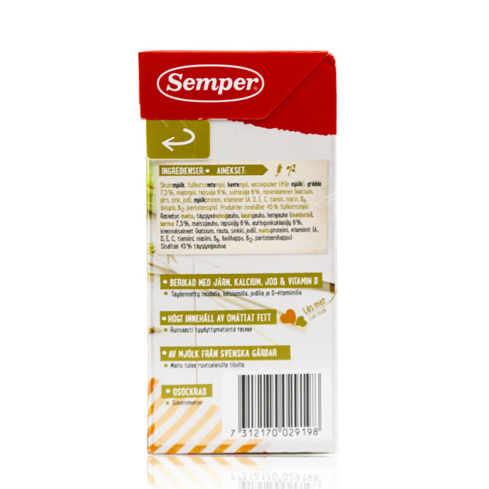 【瑞典直邮】Semper森宝水果麦粥米糊米粉1岁全麦口味米粉