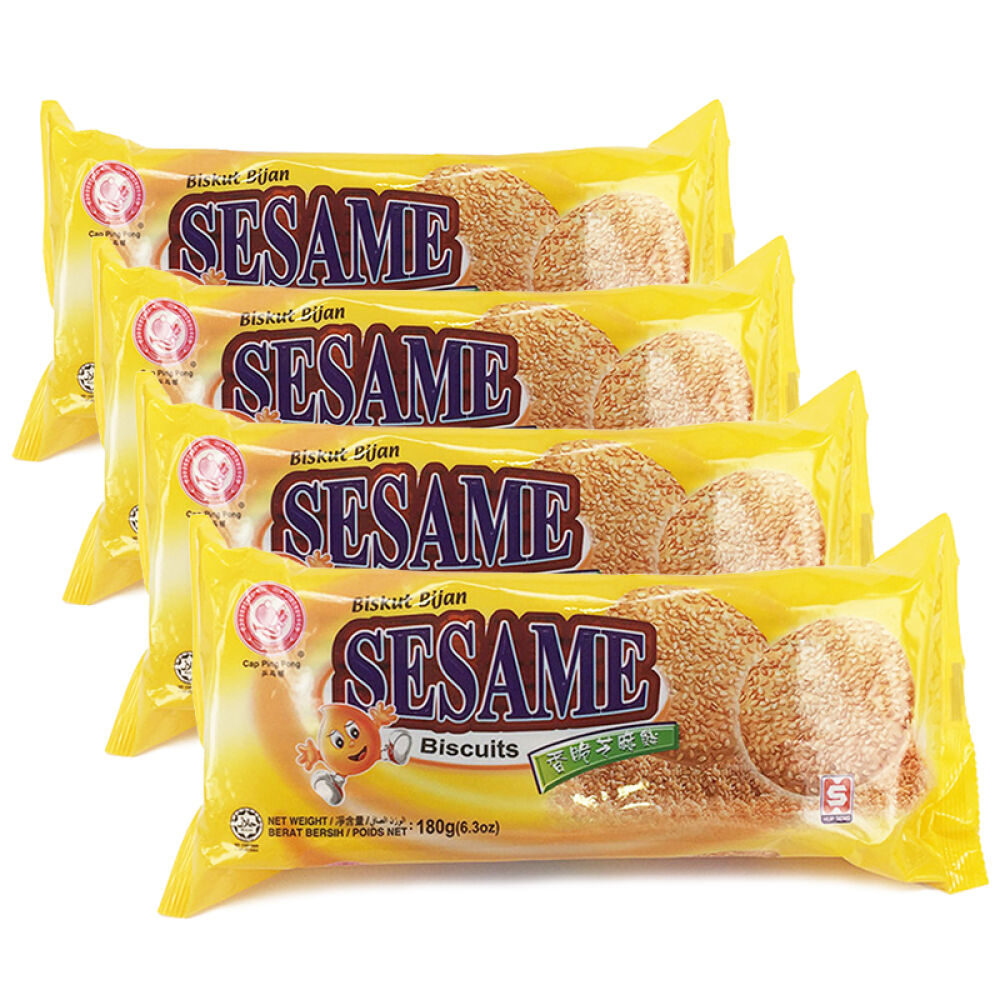 【马来西亚进口】合成乒乓标香脆芝麻饼（180gx4袋）