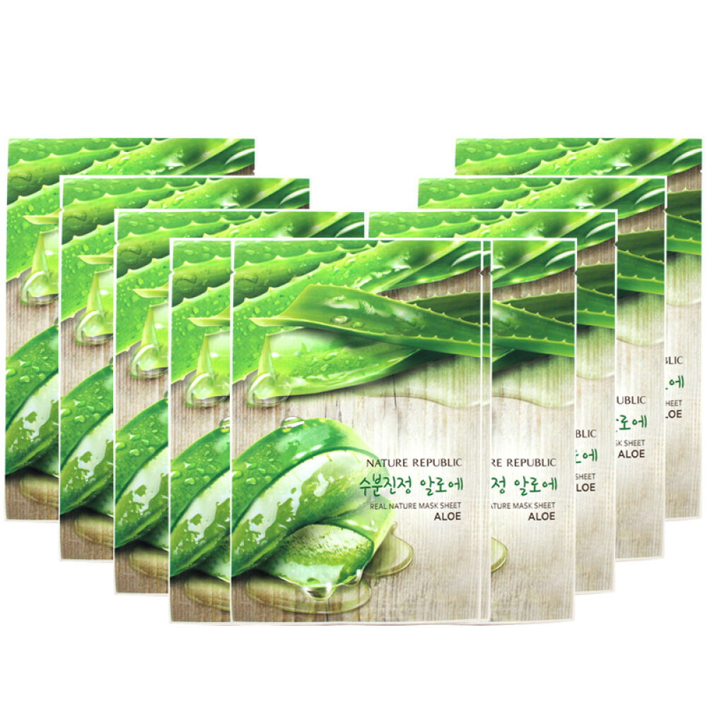 自然乐园（NATUREREPUBLIC）精粹自然清新保湿补水清爽面膜贴10片/袋芦荟