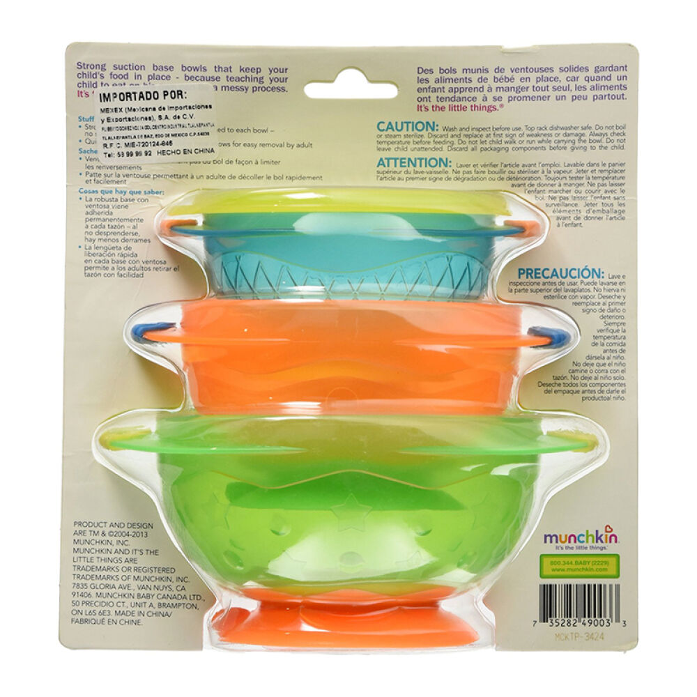 美国进口麦肯齐满趣健Munchkin婴儿吸盘碗软头勺零食杯宝宝训练碗儿童餐具带盖吸盘碗套装
