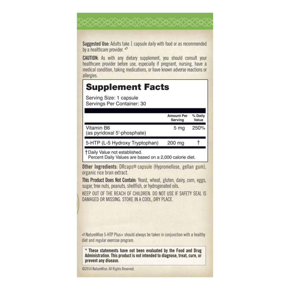 美国进口naturewise减肥瘦身胶囊植物萃取控制食欲5-羟色胺酸加强版30粒(助眠控制食欲)