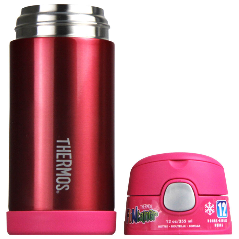 膳魔师thermos儿童保温杯吸管杯宝宝婴儿水壶小学生水杯355ml1.纯粉色-----------355ml