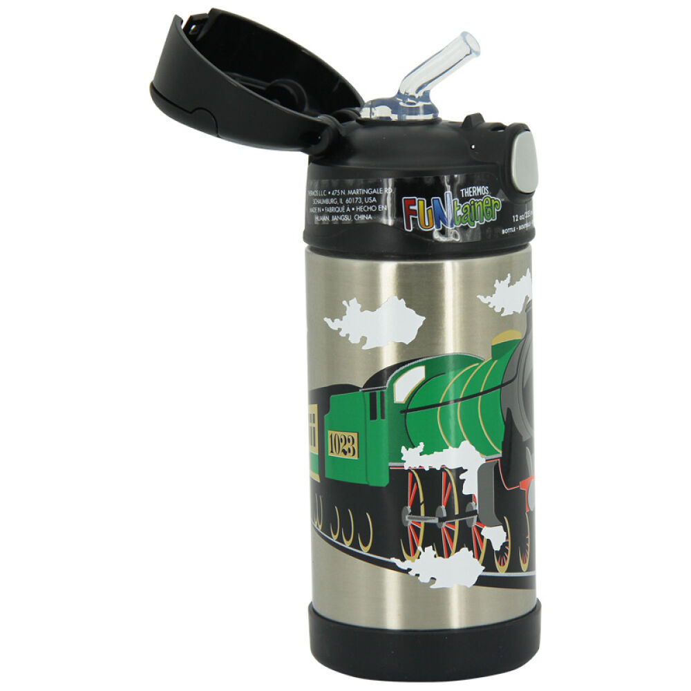 膳魔师thermos儿童保温杯吸管杯宝宝婴儿水壶小学生水杯355ml31-黑色-16火车机车355ml