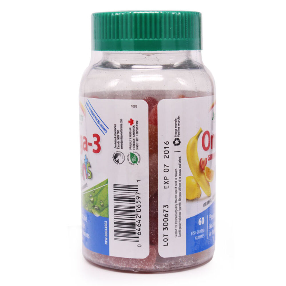 【全球购】加拿大直邮jamieson健美生儿童鱼油软糖水果味60粒