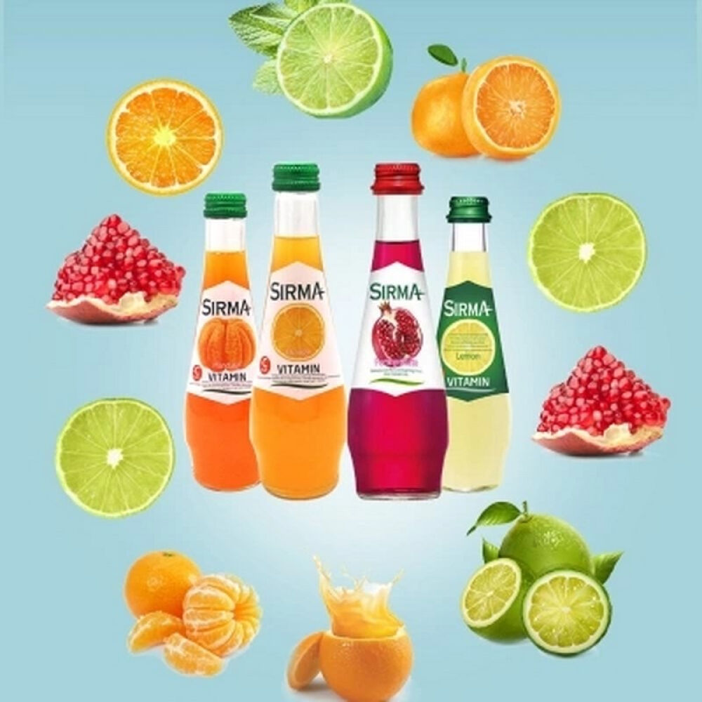 【包邮】土耳其进口SIRMA地中海松林果汁含气矿泉水饮料高端进口果味水250ml*24瓶