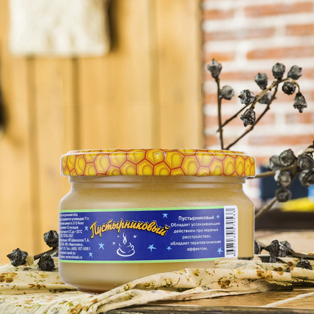 俄罗斯原装进口蜂蜜蜂蜜晚宴牌黒蜂蜜250g益母草蜜(0533)