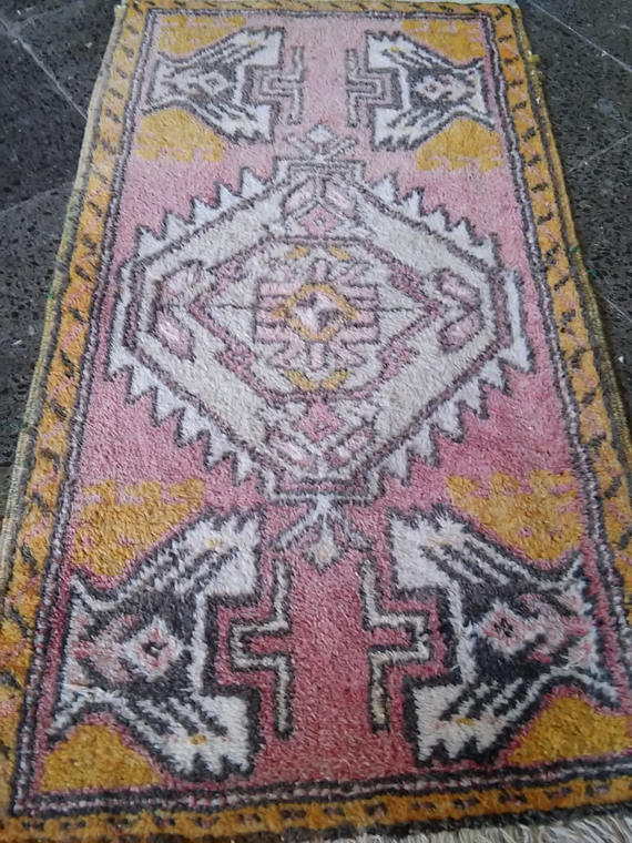 OushakSmallRug,TurkishVintagePastelColorsSmallRug,1&#39;10&#39;&#39;x3&#39;3&#39;&#39;ft,homeLıvıng,HomeOffıceDecoratıve,OushakpİLLOWrug,