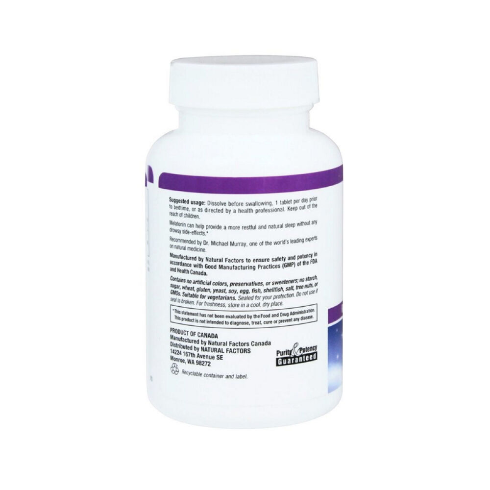 【美国正品直邮】NaturalFactors支持自然睡眠减少压力褪黑素咀嚼片未定义90片