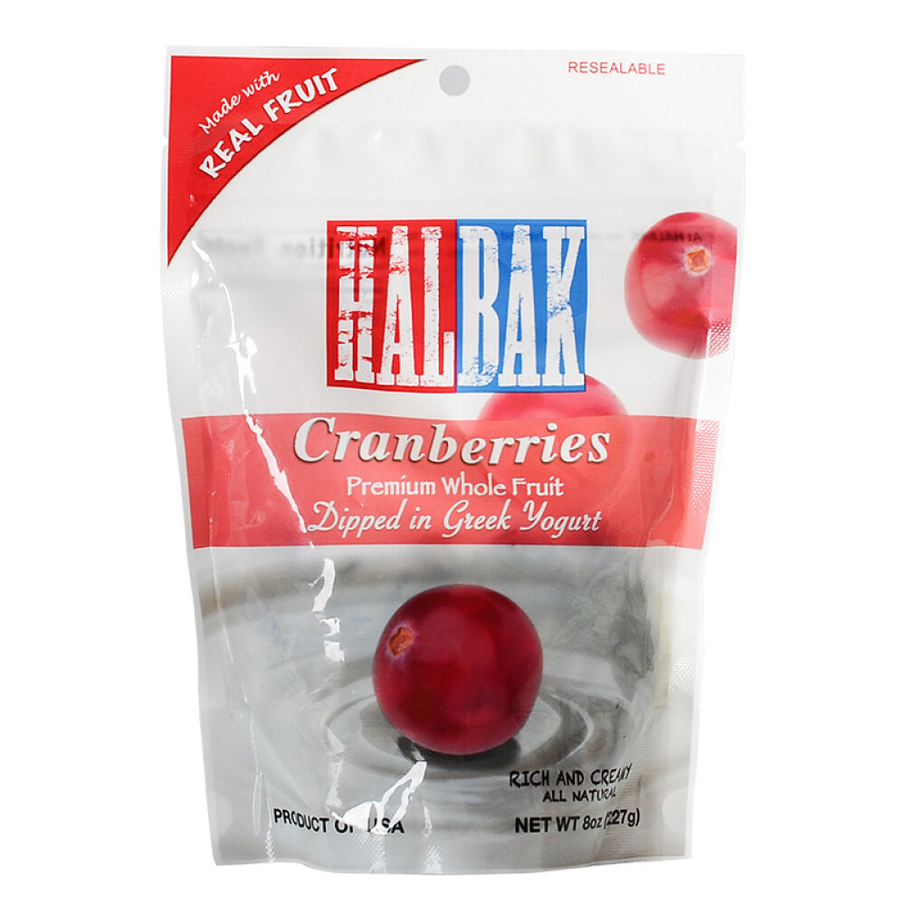 美国进口Halbak豪佰客夹心黑巧克力豆休闲零食蔓越莓果肉夹心希腊酸奶豆227g