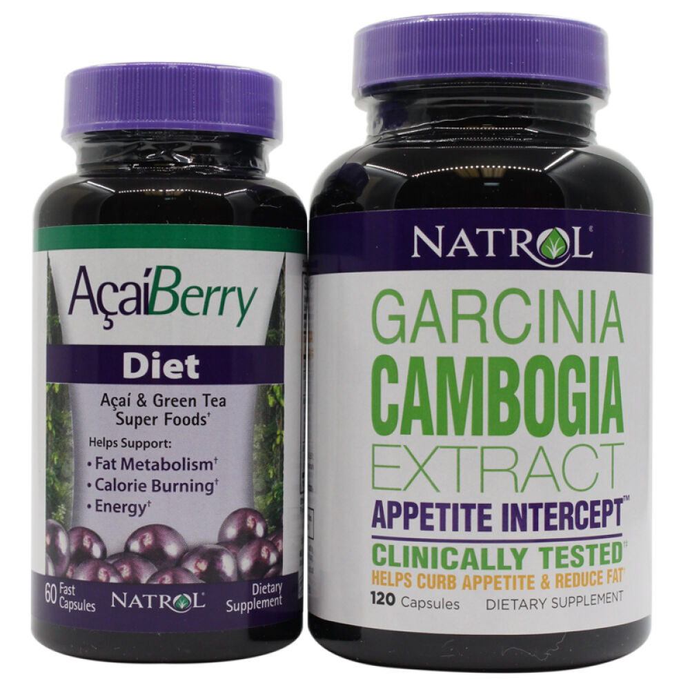NatrolAcai巴西莓减肥胶囊藤黄果快速瘦身减肚腩燃脂肪美容养颜组合装美体塑身巴西莓60粒+藤黄果120粒