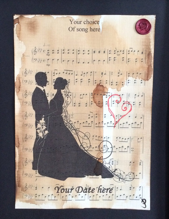 customweddinggift,withchoiceoffirstdancesheetmusic,handmade
