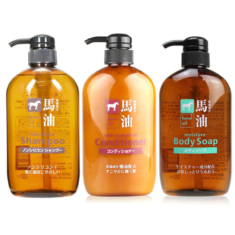 【京东全球购】澳门直邮日本熊野马油无硅油洗发水护发素沐浴露系列600ml马油洗发+护发+沐浴超值三件套组